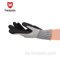 Guantes mecánicos resistentes a cortes de nitrilo arenoso hespax nylon